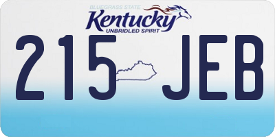 KY license plate 215JEB