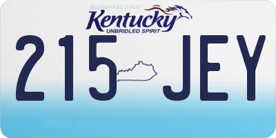 KY license plate 215JEY