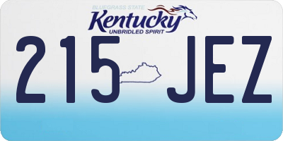 KY license plate 215JEZ