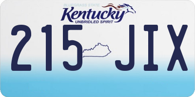 KY license plate 215JIX