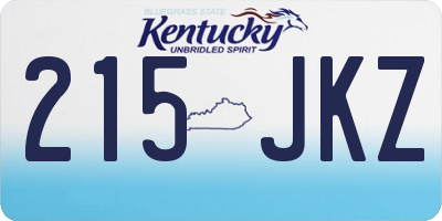 KY license plate 215JKZ