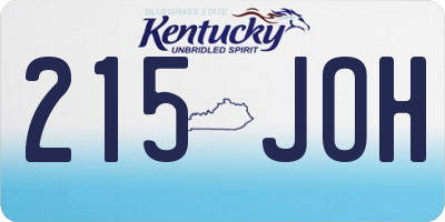 KY license plate 215JOH