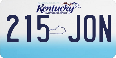 KY license plate 215JON