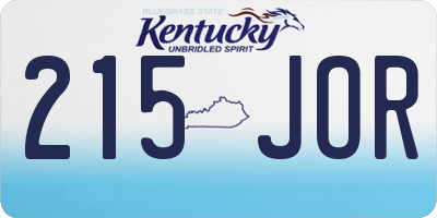 KY license plate 215JOR