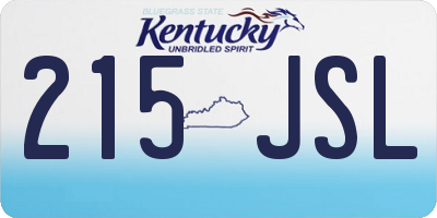 KY license plate 215JSL