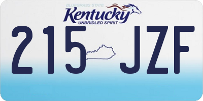 KY license plate 215JZF
