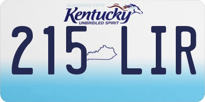 KY license plate 215LIR