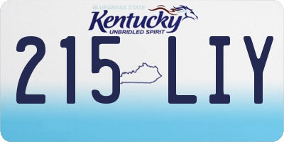 KY license plate 215LIY
