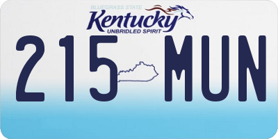 KY license plate 215MUN