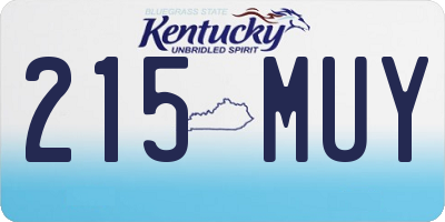 KY license plate 215MUY