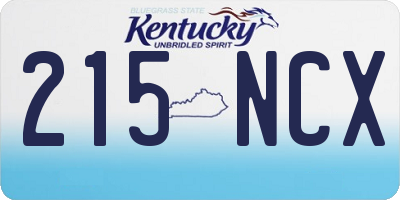 KY license plate 215NCX