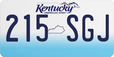 KY license plate 215SGJ