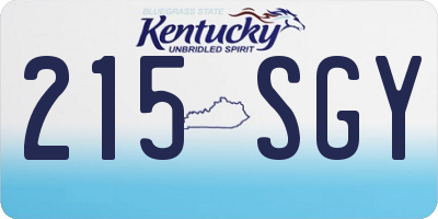 KY license plate 215SGY