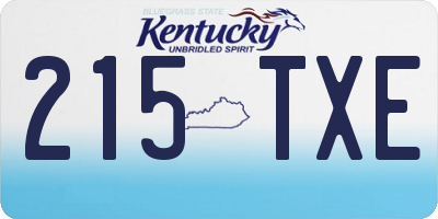 KY license plate 215TXE