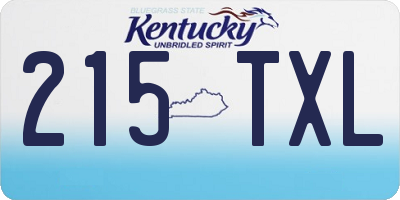 KY license plate 215TXL