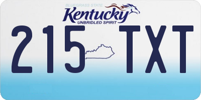 KY license plate 215TXT
