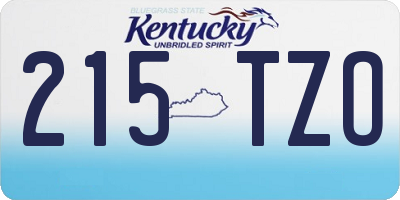 KY license plate 215TZO