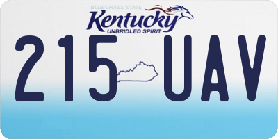 KY license plate 215UAV