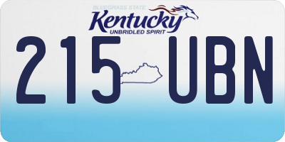 KY license plate 215UBN