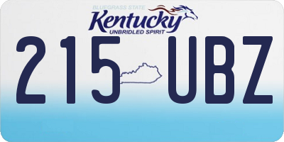 KY license plate 215UBZ