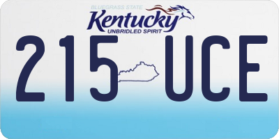 KY license plate 215UCE