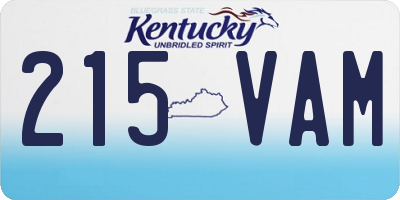 KY license plate 215VAM