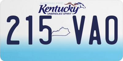 KY license plate 215VAO