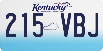 KY license plate 215VBJ