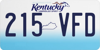 KY license plate 215VFD