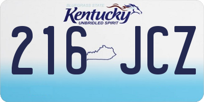 KY license plate 216JCZ