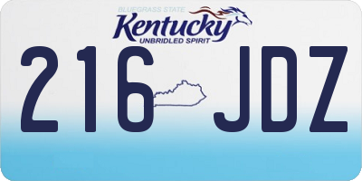 KY license plate 216JDZ