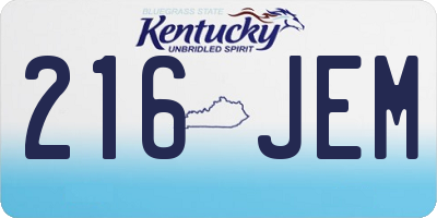 KY license plate 216JEM