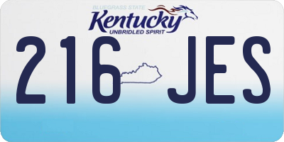 KY license plate 216JES