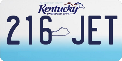 KY license plate 216JET