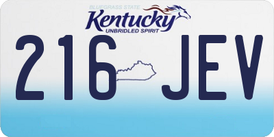KY license plate 216JEV