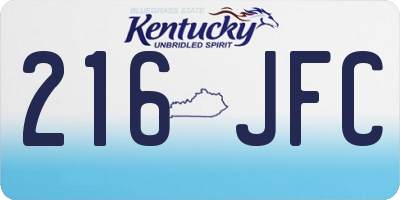KY license plate 216JFC