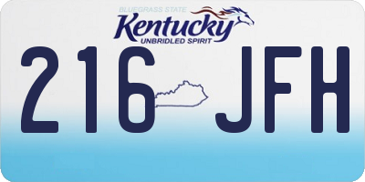 KY license plate 216JFH