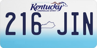 KY license plate 216JIN