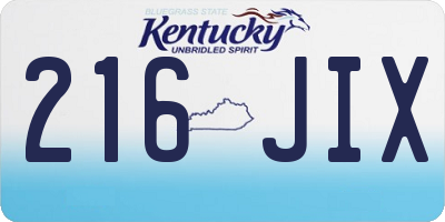 KY license plate 216JIX