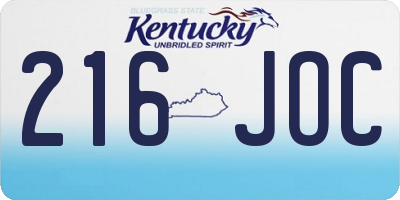 KY license plate 216JOC