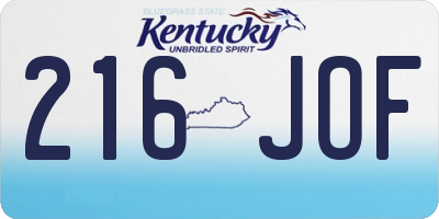 KY license plate 216JOF