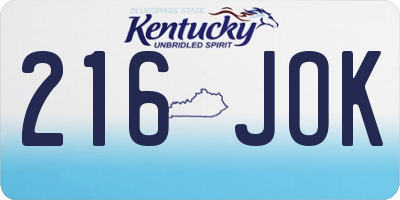 KY license plate 216JOK