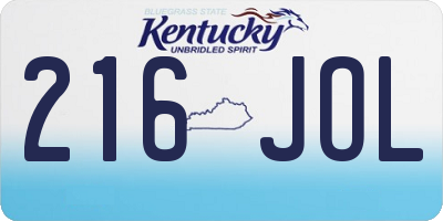 KY license plate 216JOL