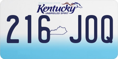 KY license plate 216JOQ