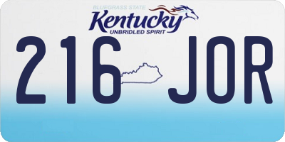 KY license plate 216JOR