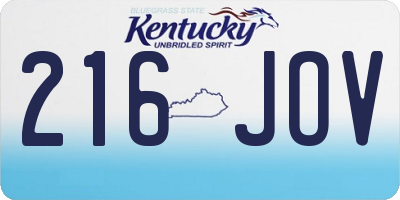 KY license plate 216JOV