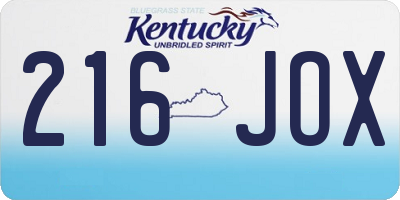 KY license plate 216JOX