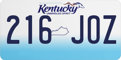 KY license plate 216JOZ