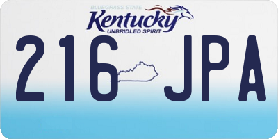 KY license plate 216JPA