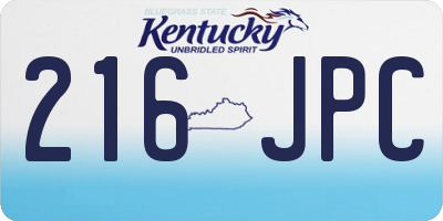 KY license plate 216JPC